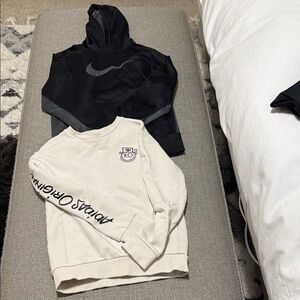Nike Black Hoodie and adidas Cream XO Sweater